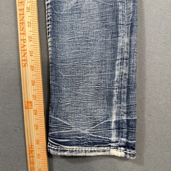 Rock Revival Jean Women 25 CELINDA Straight  Distressed THICK STITCH RHINESTONE - Picture 6 of 10